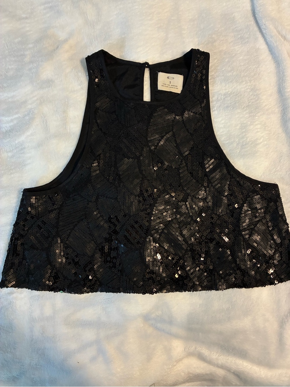 Pins & Needles Sequined Black Crop Tank Top